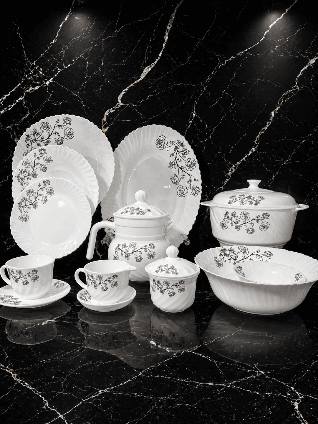 Dinner Set Marble 72-pcs (Opel Glass) img 1