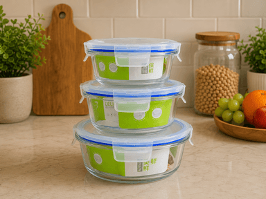Airtight Glass Bowls Round (3+3) mini img 1