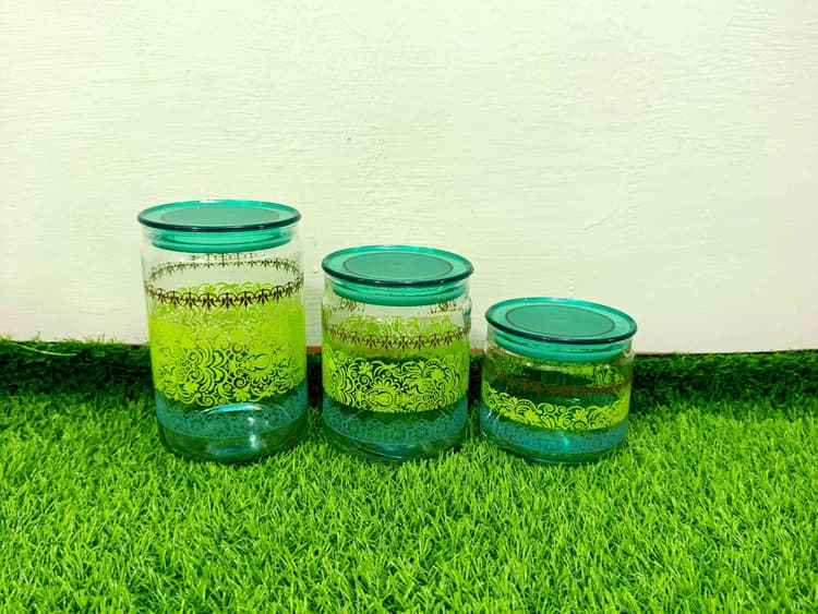 Airtight Jar Set Printed Green img
