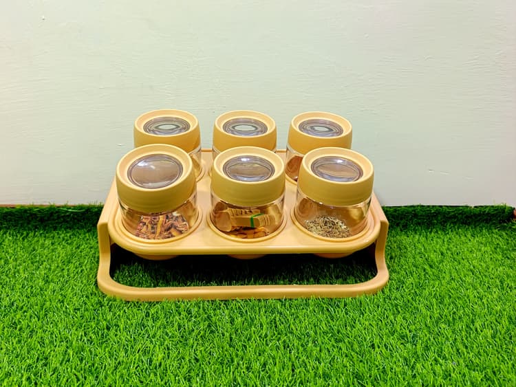 Spice Jars with stand (cream) (مصالحہ بکس) img