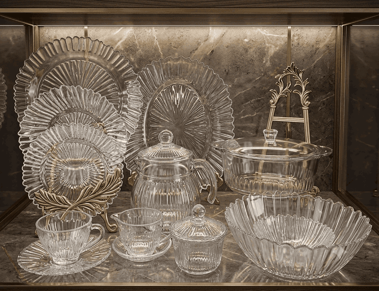 Tempered Glass Dinner Set Sunny (72 Pcs) مائکروویو اوون میں استعمال ہونے والے img