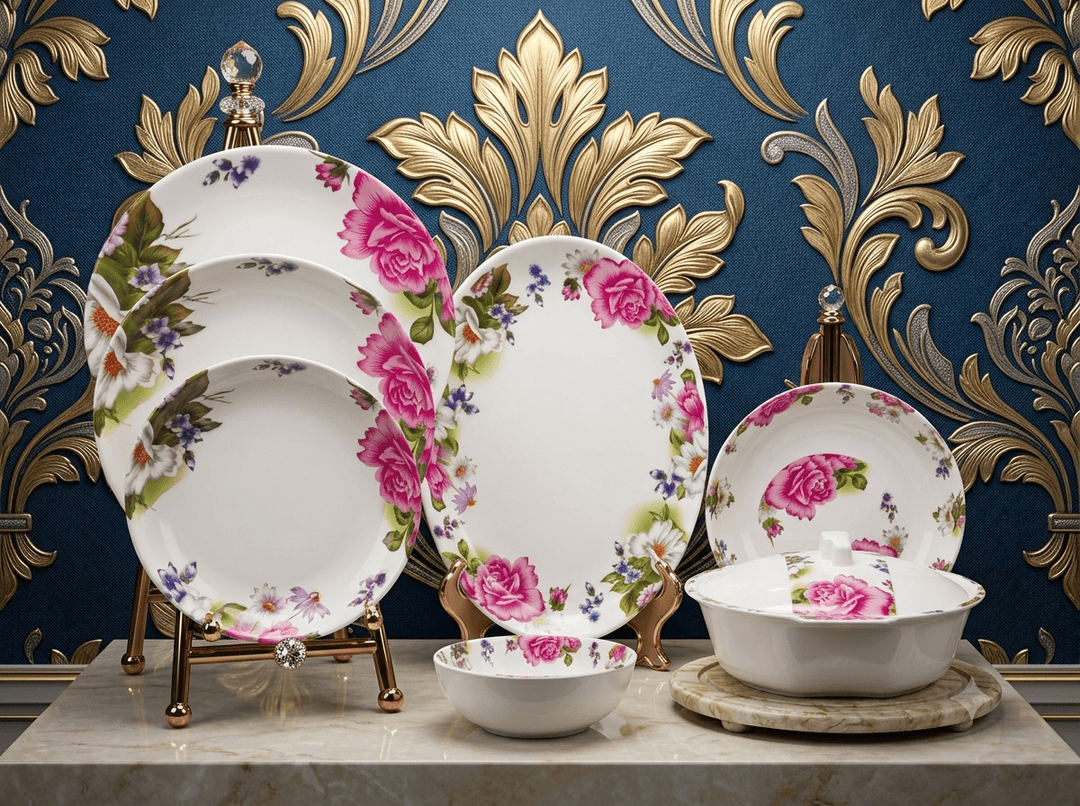 Dinner Set Melamine 6-Person Serving (Floral Design) img 1