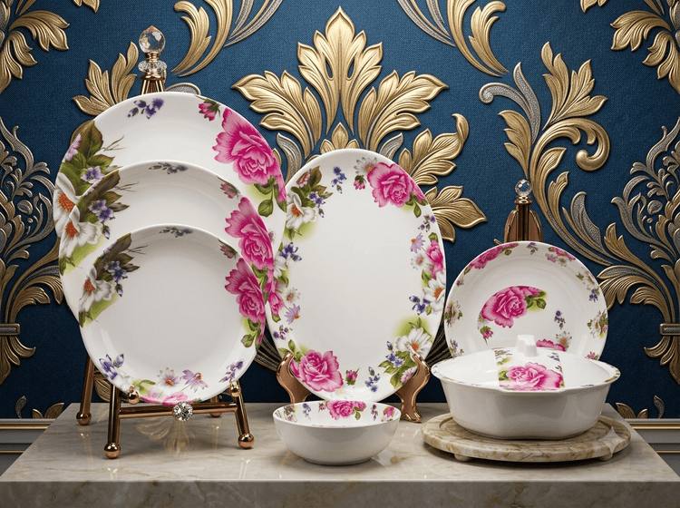 Dinner Set Melamine 6-Person Serving (Floral Design) img