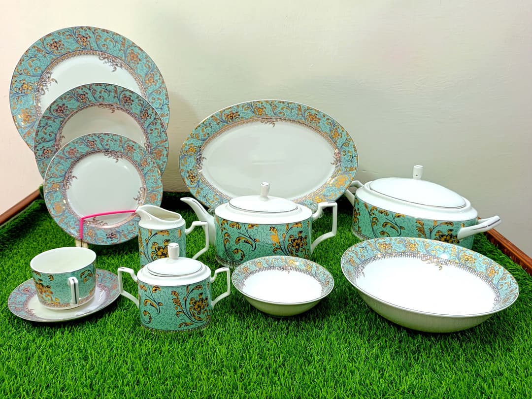 Dinner Set Bon China  62-pcs Green img 1
