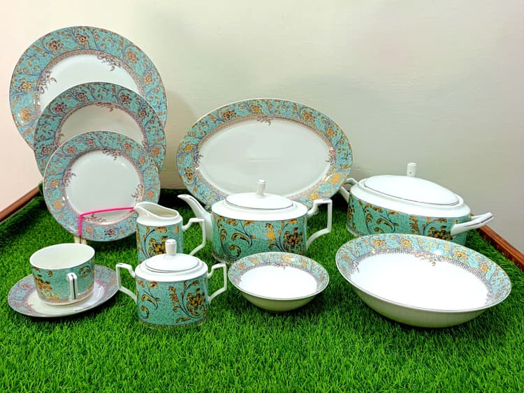 Dinner Set Bon China  62-pcs Green img