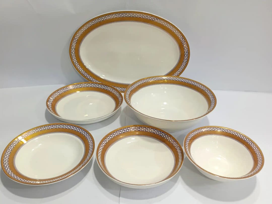 Dinner Set Ceramic 8 person Golden 2  img 1