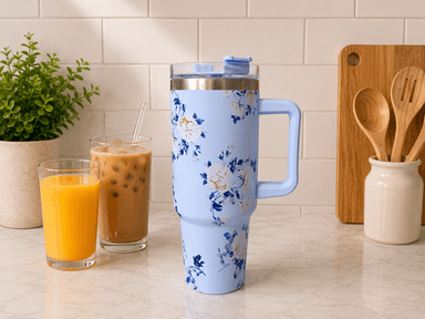 Printed insulated tumbler (Blue) mini img 1