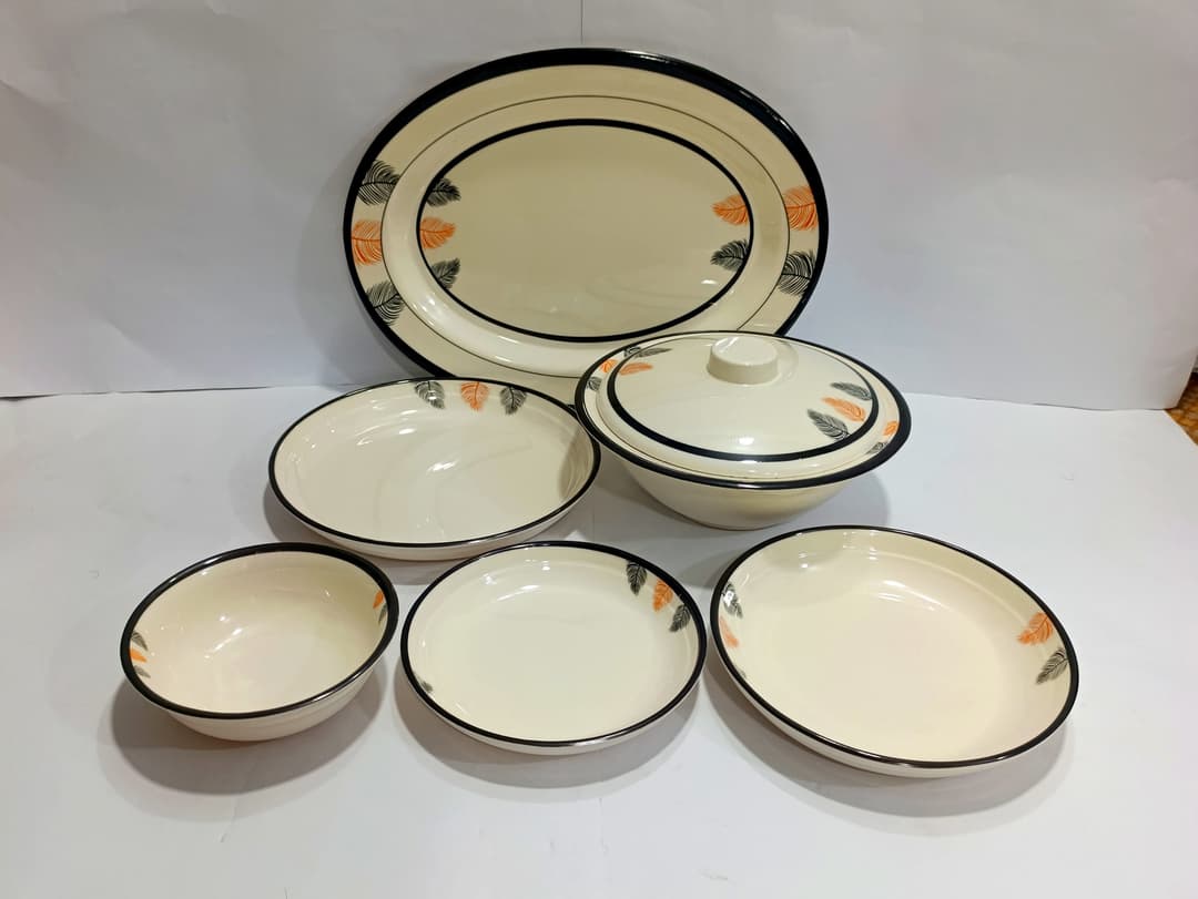Dinner Set Melamine 6-Person Black+Orange img 1