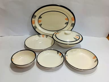Dinner Set Melamine 6-Person Black+Orange mini img 01