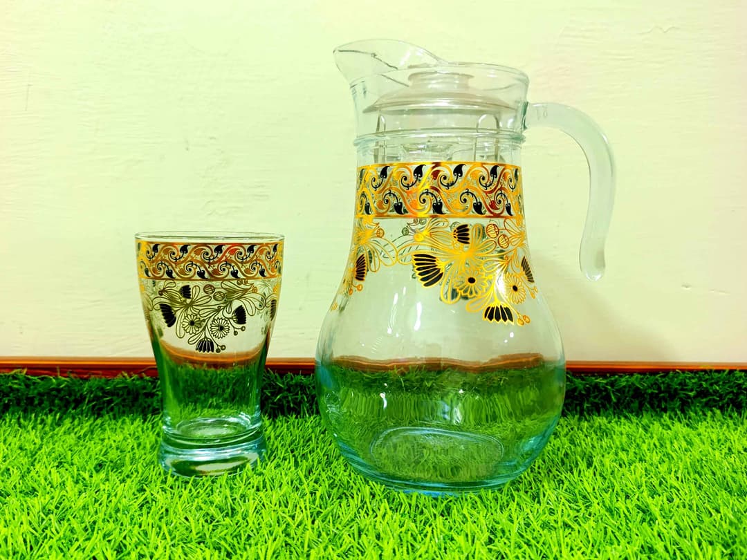 Water Set Golden Black Floral (7pcs) img 1