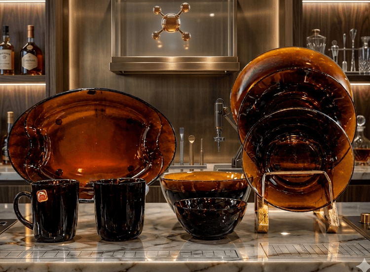 Brown Glass Dinner Set (38pcs) img